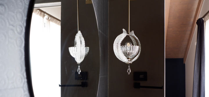 Monica Mariz casa privata Lavis lampada in vetro di murano vintage per bagno